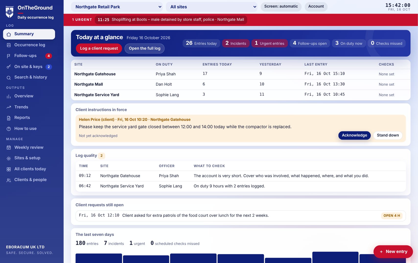 OnTheGround summary screen on desktop